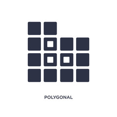 polygonal buildings of small triangles icon on white background. Simple element illustration from geometry concept.