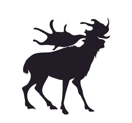 vector illustration deer lies, silhouette, vector