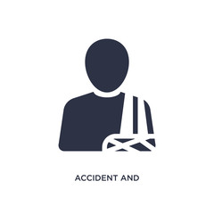 accident and injuries icon on white background. Simple element illustration from law and justice concept.