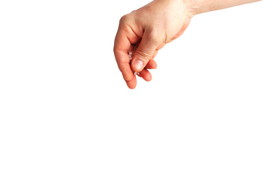 Male Hand Salt Isolated On White Background