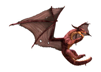 3D Rendering Fairy Tale Dragon on White