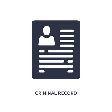 criminal record icon on white background. Simple element illustration from law and justice concept.