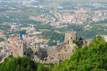 Fototapeta na wymiar Landscape with Moorish castle in Sintra, Portugal