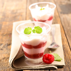 raspberry mousse and whipped cream