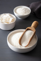 coconut flour and flakes healthy ingredient for keto paleo diet