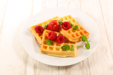 waffles with berries fruits
