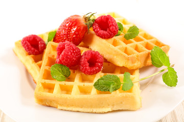 waffles with berries fruits