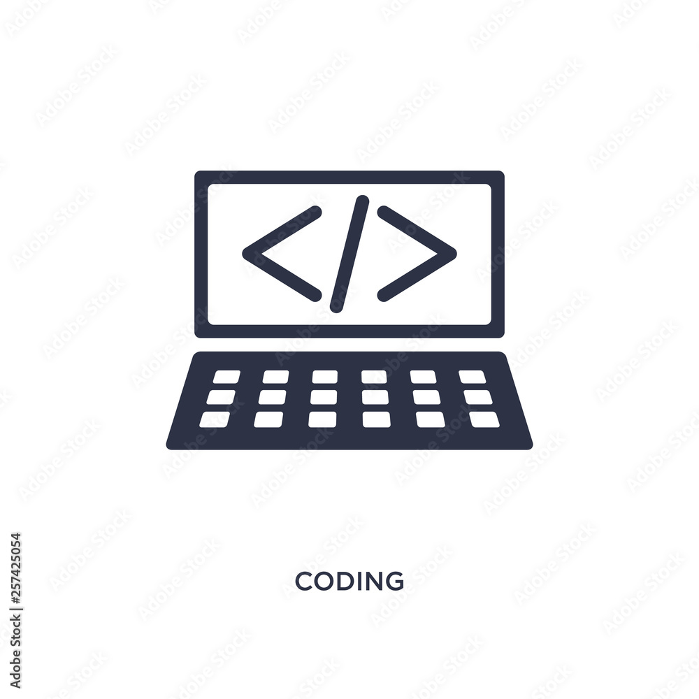 Poster coding icon on white background. simple element illustration from strategy concept.
