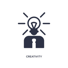 creativity icon on white background. Simple element illustration from strategy concept.