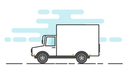 white truck on the road, flat design, moving service