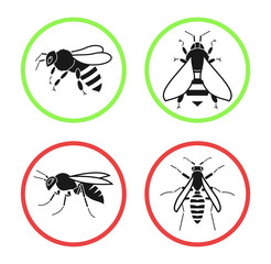 bee, wasp, vector  illustration