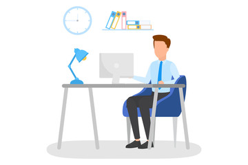 Man sitting at the desk and working