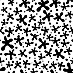 Fototapeta premium Seamless pattern. Black spots on white background. Vector illustration in cartoon style.