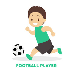 Little boy play football. Childplayer in sport