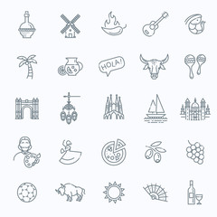 Spain outlined icon set