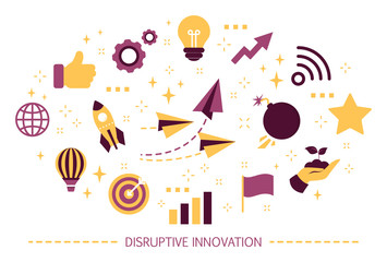 Disruptive innovation concept. Creative idea and unique - obrazy, fototapety, plakaty