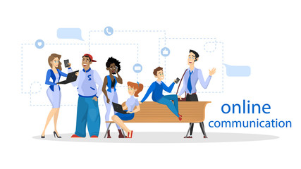 Woman communicate with friend through social network