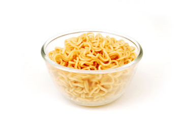 Instant noodles on white background.