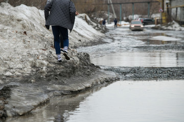 warming in early spring, snow melts turning into slush and puddles underfoot, which bypass the...