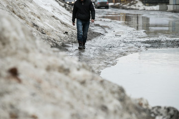 warming in early spring, snow melts turning into slush and puddles underfoot, which bypass the...