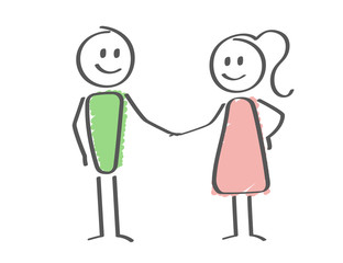 Stick Figure - people shaking hands - contract