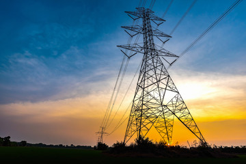 High-voltage tower at sky background,electric pole