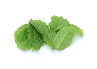 Fresh mint leaves pattern isolated on white background