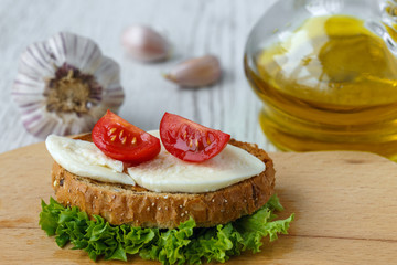 Bruschetta with mozzarella and cherry tomatoes