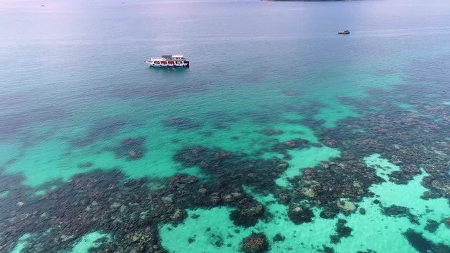 Wonderful aerial view for beautiful island with white sand and crystal clear water in Phu Quoc ,Vietnam travel concept