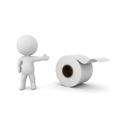 3D Character showing toilet paper roll