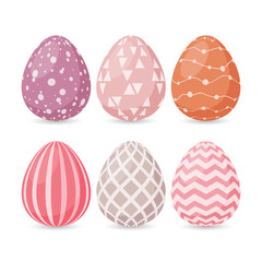 Happy Easter design. Set of Easter eggs with different texture. Vector Illustration.