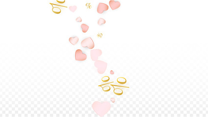Vector Percentage Sign and Hearts Confetti on Transparent Background. Percent Sale Background. Business, Economics, Finance Print. Discount Illustration. Promotion poster.
