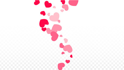 Hearts Confetti Falling Background. St. Valentine's Day pattern. Romantic Scattered Hearts Design Element. Love. Sweet Moment. Gift. Cute Element of Design for Sales or Celebration.