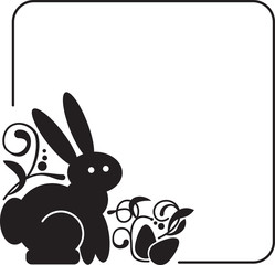 Black and white frame with easter bunny silhouette