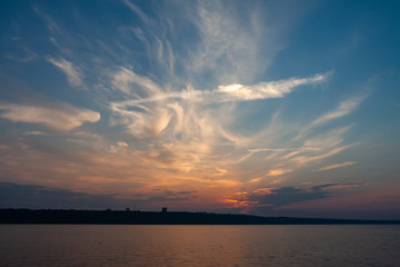 Sunset sky over the water.