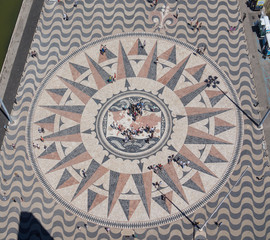 famous map of the world in front of memorial of discoveries