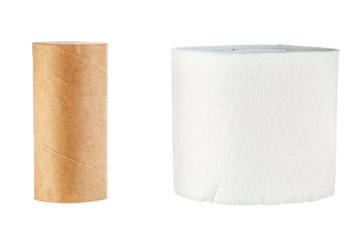 toilet paper on white background