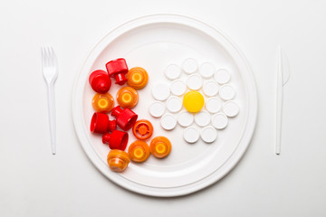 Food of plastic caps.