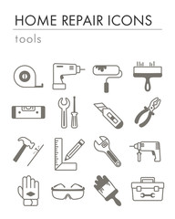 Fototapeta premium Building, construction and home repair tools icons