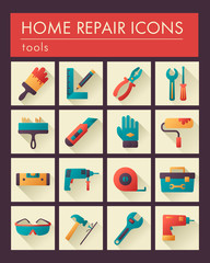 Building, construction and home repair tools icons