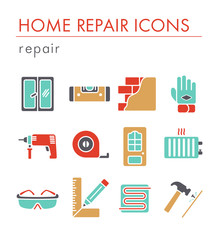 Set of building construction and home repair icons