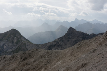 The Alps. Landscapes. pointed spiky rock peaks