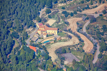 aerial view of settlement in the mountains