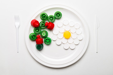 Food of plastic caps.