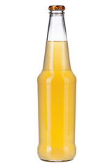 Bottle of light beer isolated on white background close up