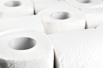 Simple toilet paper, close up side view