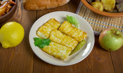 Caucasian  Circassian fried cheese