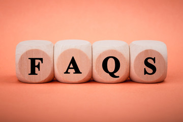 FAQS Text Wooden Blocks isolated