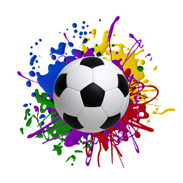 Soccer ball with color paint