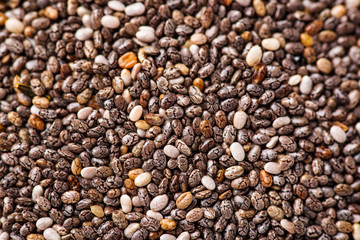 Healthy chia seeds. Macro photo